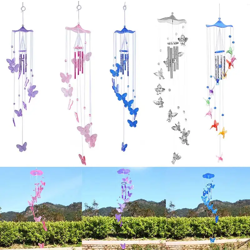 Creative Antique Bells Wind Chimes Lucky Humming Bird Butterfly Door Hanging Pendant Home Yard Garden Decoration |