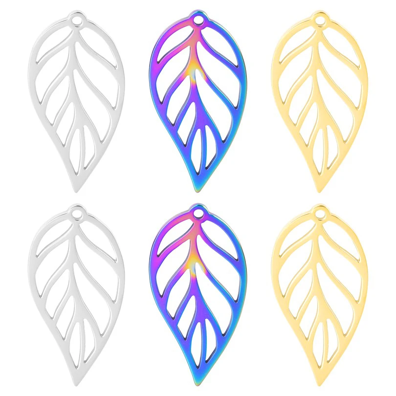 Купи WZNB 5Pcs/Lot Stainless Steel Hollow Leaf Charms for Jewelry Making Earring Pendant Necklace Accessories Supplies Diy Material за 169 рублей в магазине AliExpress