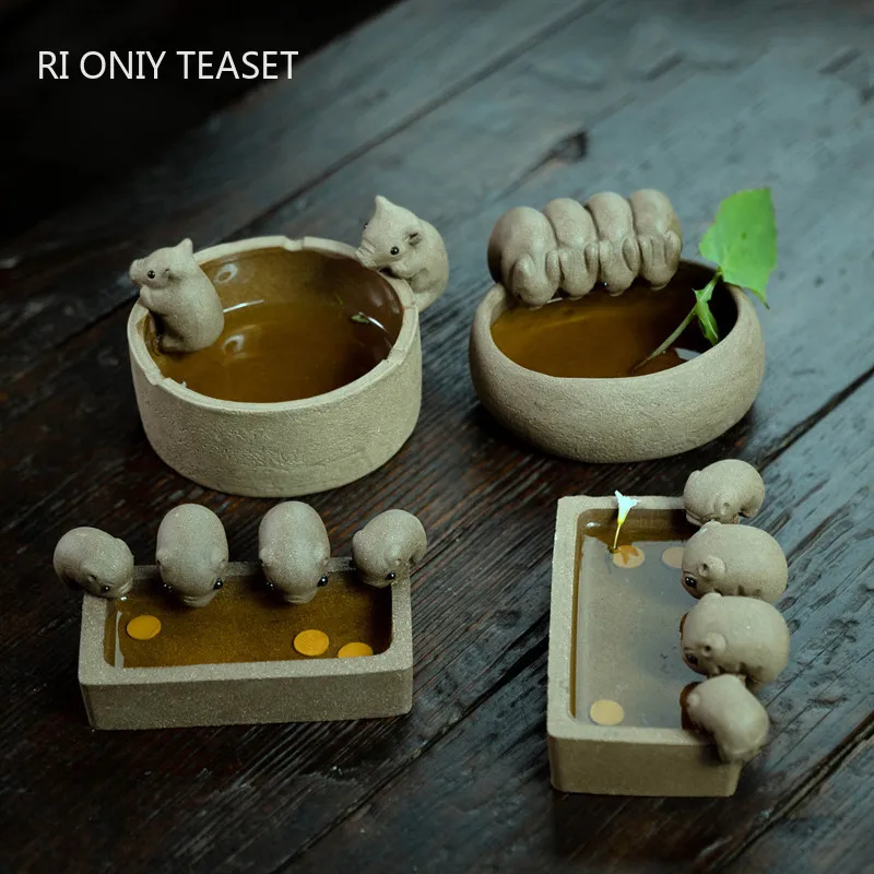

Creativity Piggy Model Purple Clay Tea Pet Ornaments Handmade Sculpture Tea Figurine Crafts Chinese Yixing Tea Set Decoration