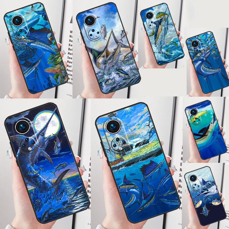 Чехол с рисунком Blue Marlin для Honor Magic 7 Lite 5 6 Pro X9a X8b X9b X8a X8 X9 X9c 50 70 90 200 Cover