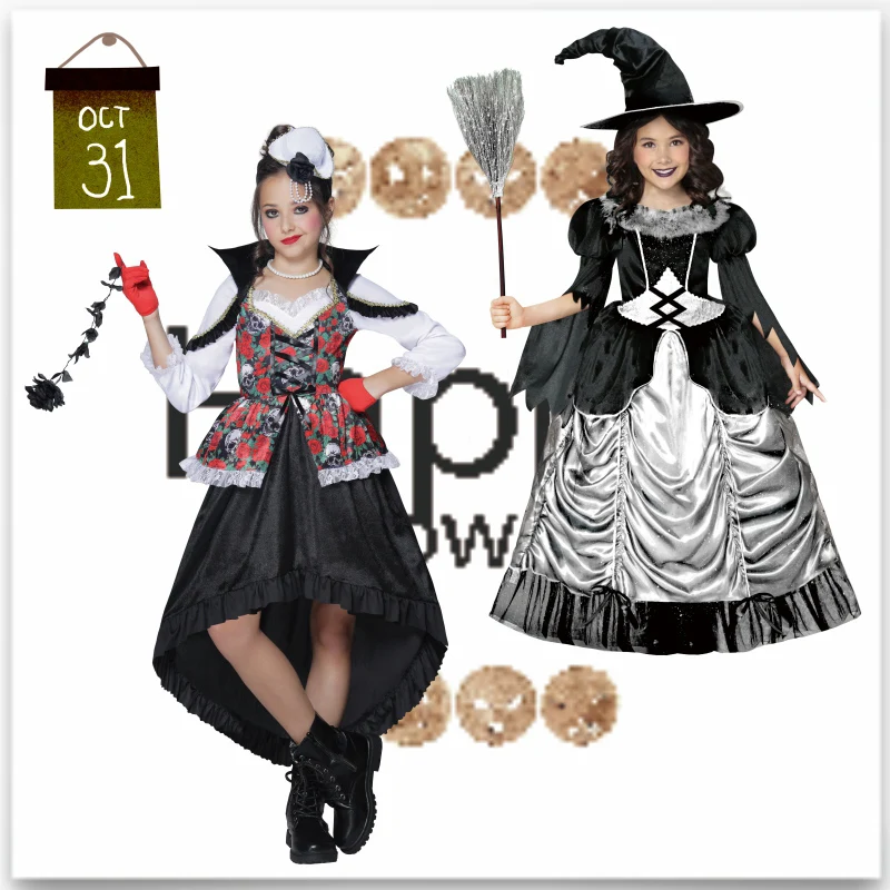 Костюм ведьмы-маскировки для девочек костюм пиратского скелета вампира на
