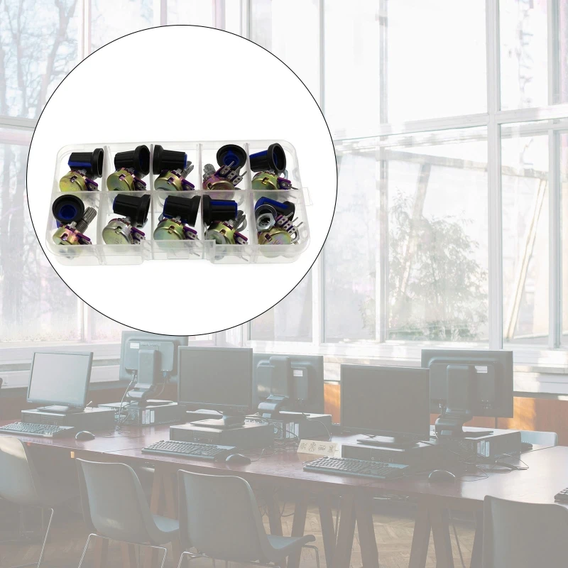 

Комплект потенциометра 20CB WH148, B1K, 2K, 5K, 10K, 20K, 50K, 100K, 500K, 1 м, 15 мм, линейный конический поворотный резистор, набор, 3 контакта + крышка