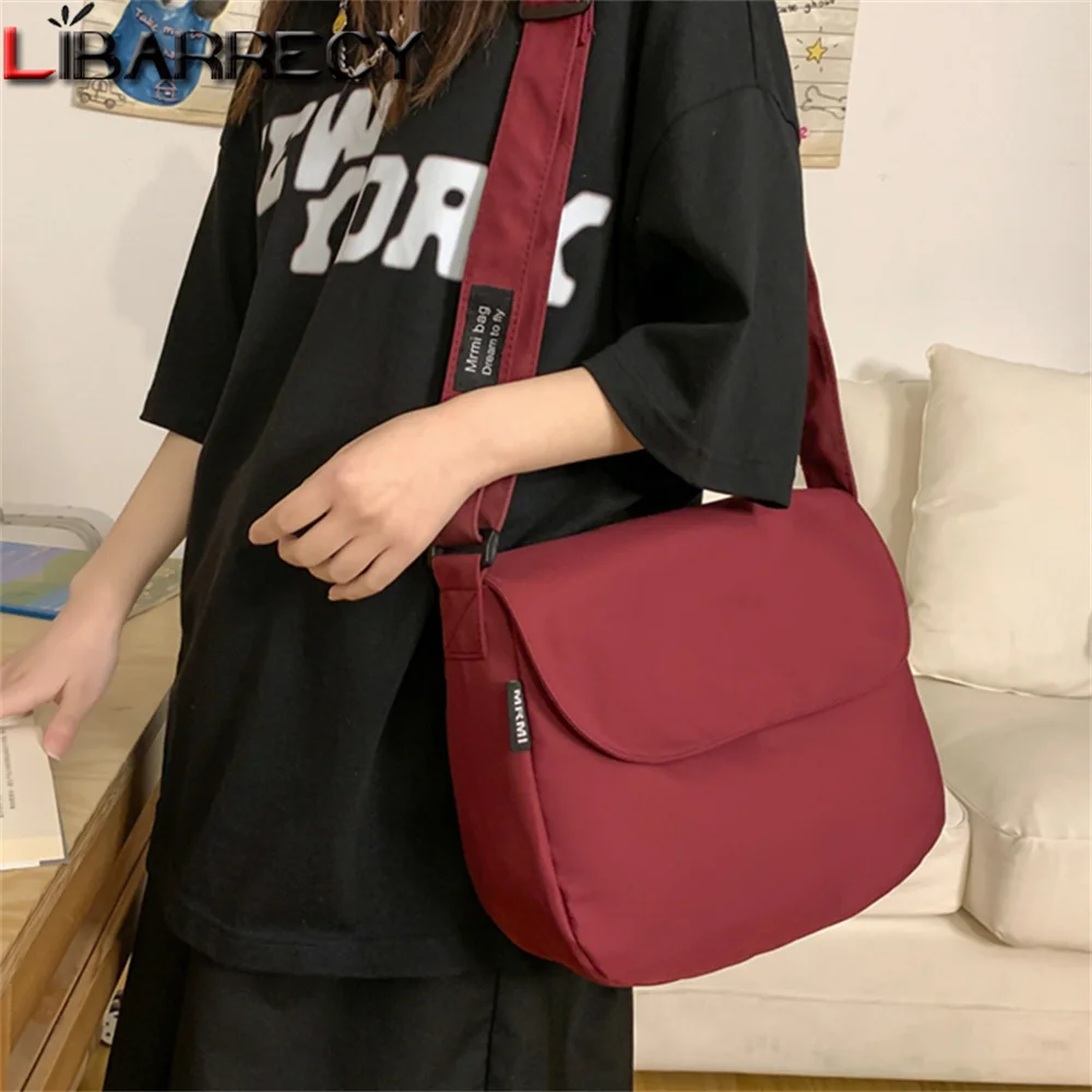 

New Ladies Anti-theft Student Bag Solid Color High Quality Nylon Ladies Shoulder Bag Fashion Small Women Crossbody Bags Bolsos