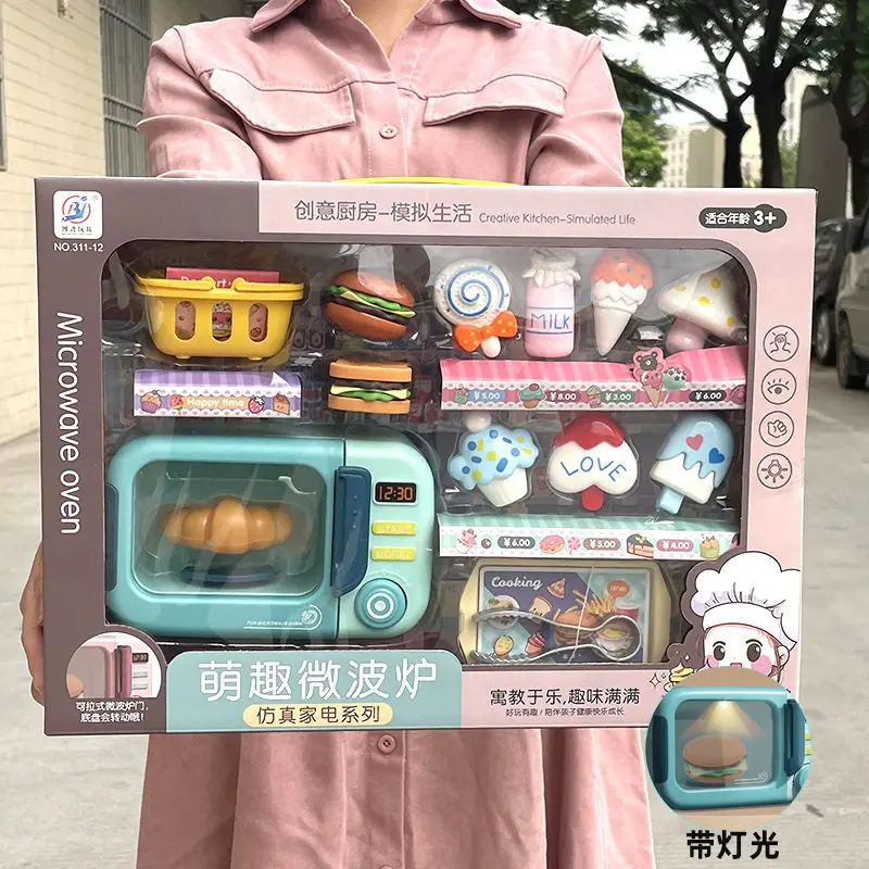 

Kid's Kitchen Toys Simulation Microwave Oven Educational Toys Mini Kitchen Food Pretend Play Cutting Role Playing Girls Toys