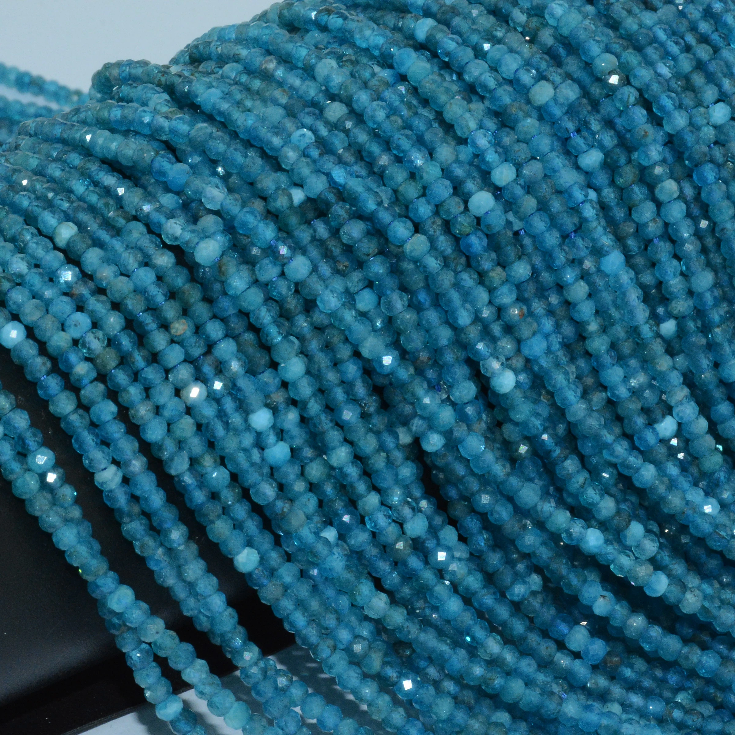 Natural Blue Apatite Faceted Rondelle Beads 2x3mm |