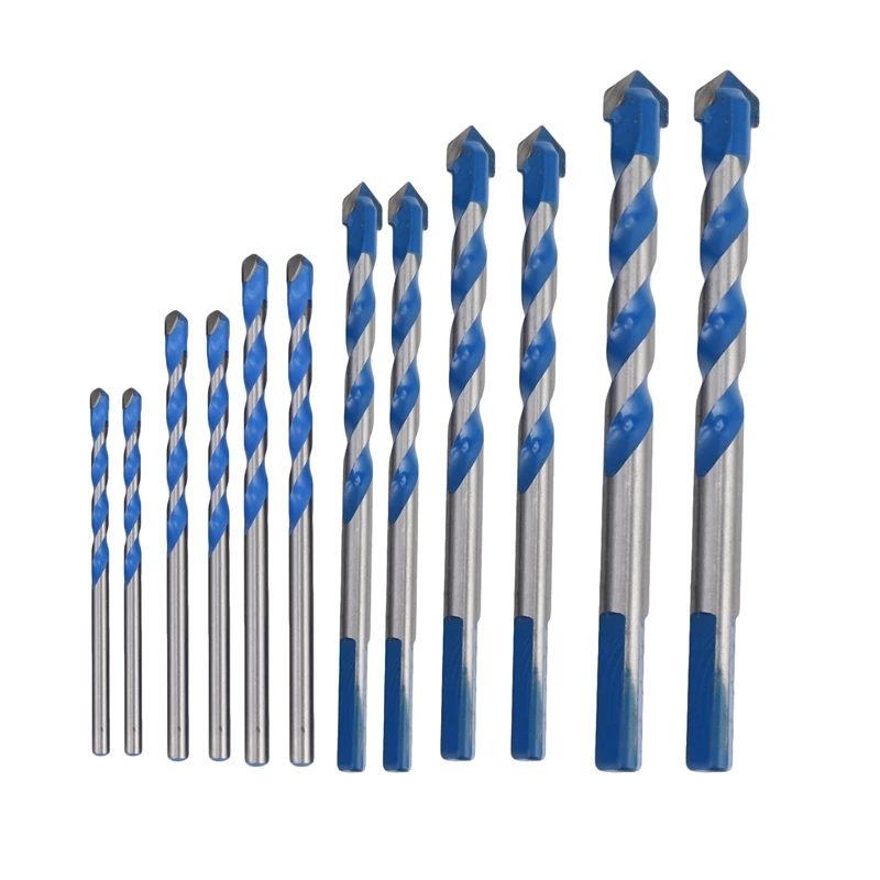 

12 Pcs Masonry Drill Bits Set 3mm to 12mm Carbide Twist Tips for WALL, BRICK, CEMENT, CONCRETE, GLASS, WOOD) Have Industrial Str