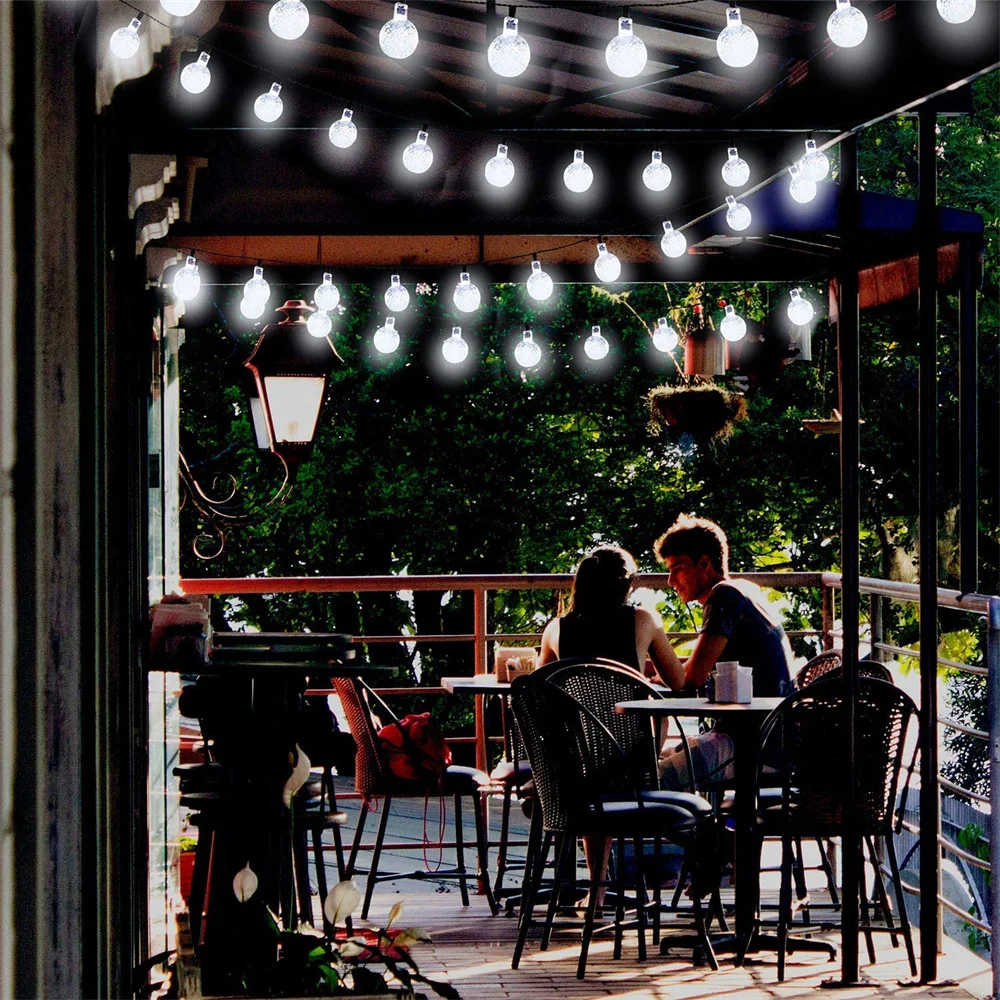 Светодиодная гирлянда с хрустальными шариками уличный садовый шнурок