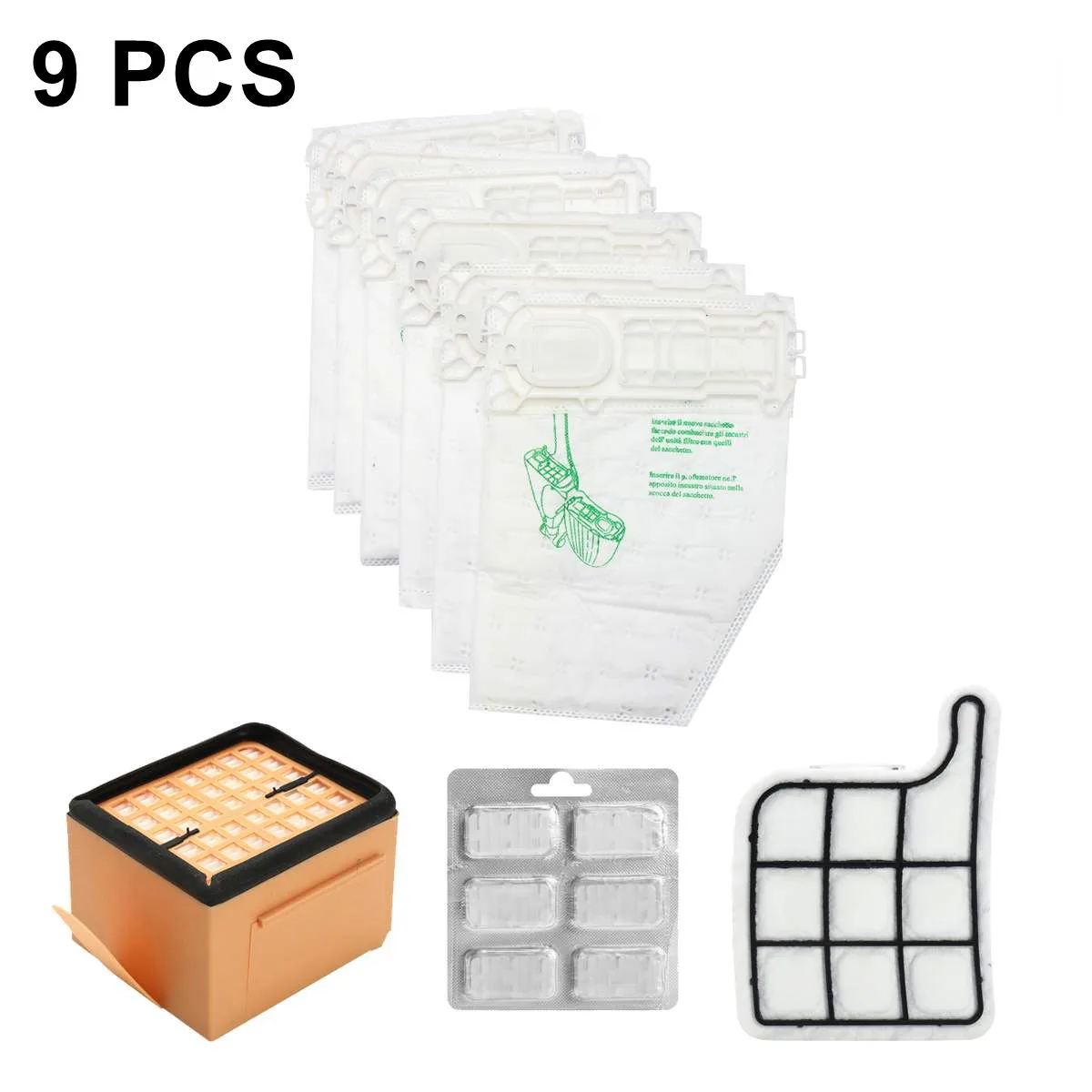 

9Pcs Air Vacuum Cleaner Dust Bags Filter Kit Home Dust Collector Aspirator Replacement Parts For Vorwerk VK135 VK136 Series