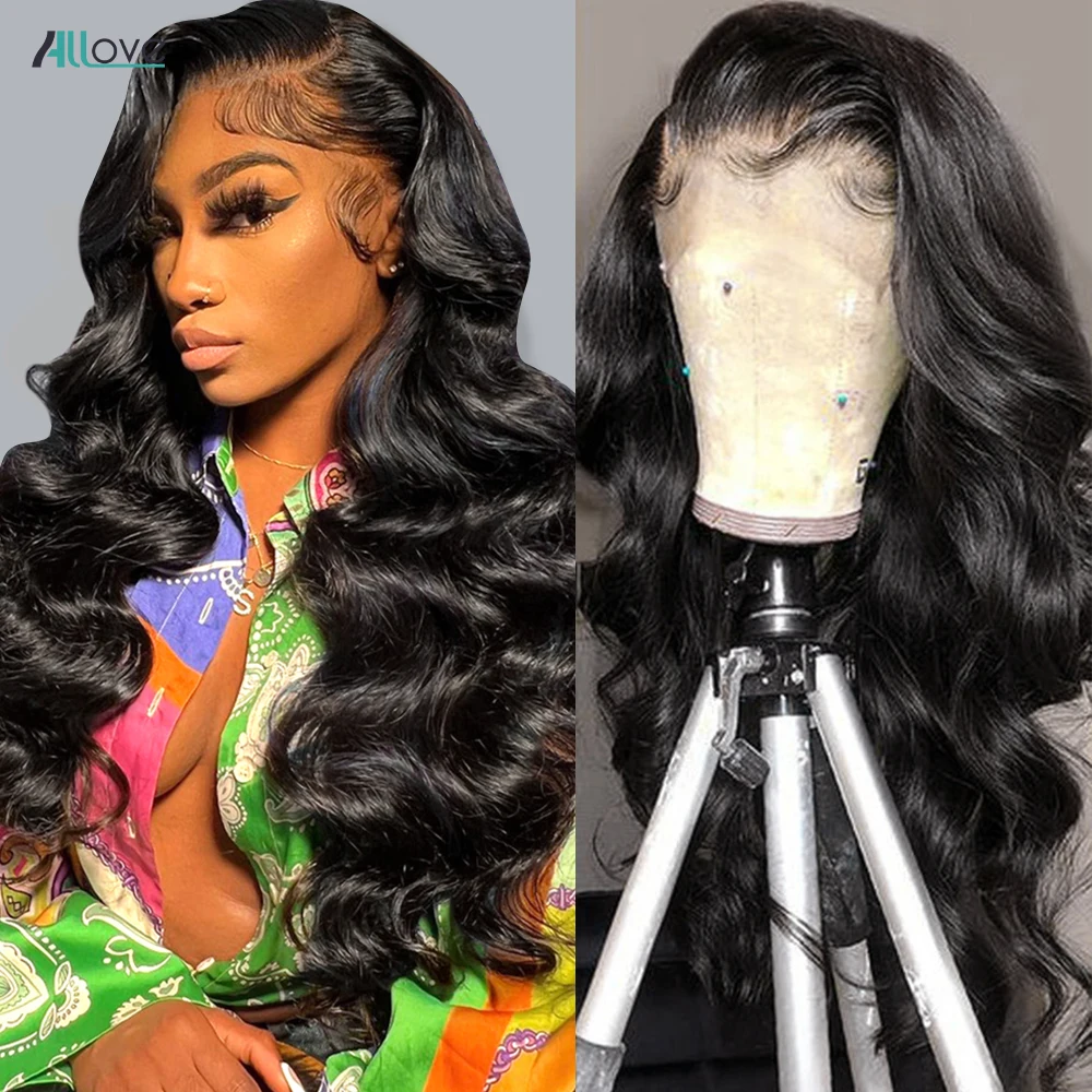 

Allove 13x4 Body Wave Lace Front Wig Hd Transparent Lace Frontal Wig Pre Plucked 32 34 Inch Brazilian Remy Human Wigs For Women