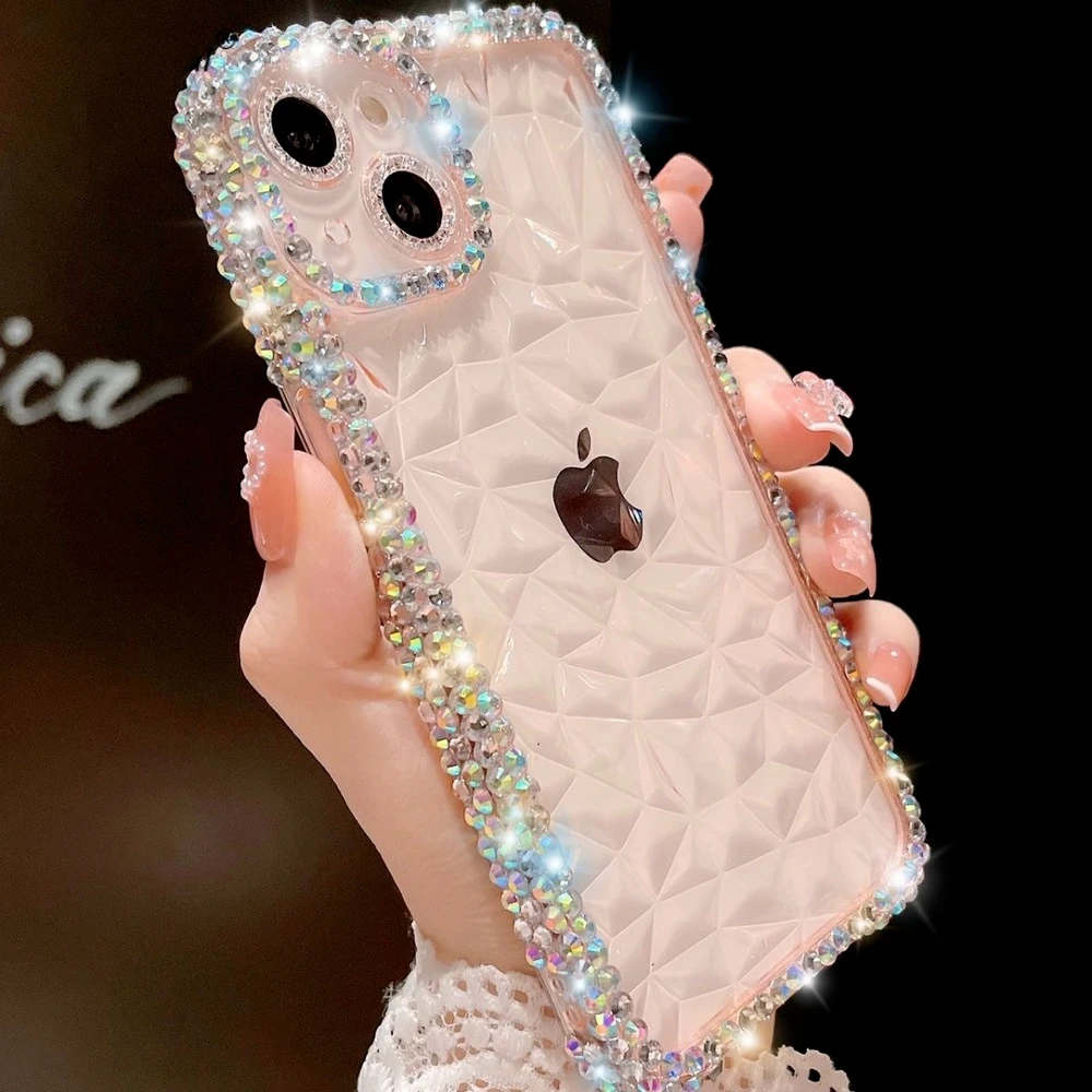 

Luxury Diamond Glitter Case For iPhone 13 12 11 14 Pro Max X Xr Xs Max 8 7 Plus Bling Transparent Shockproof Soft Silicone Cover
