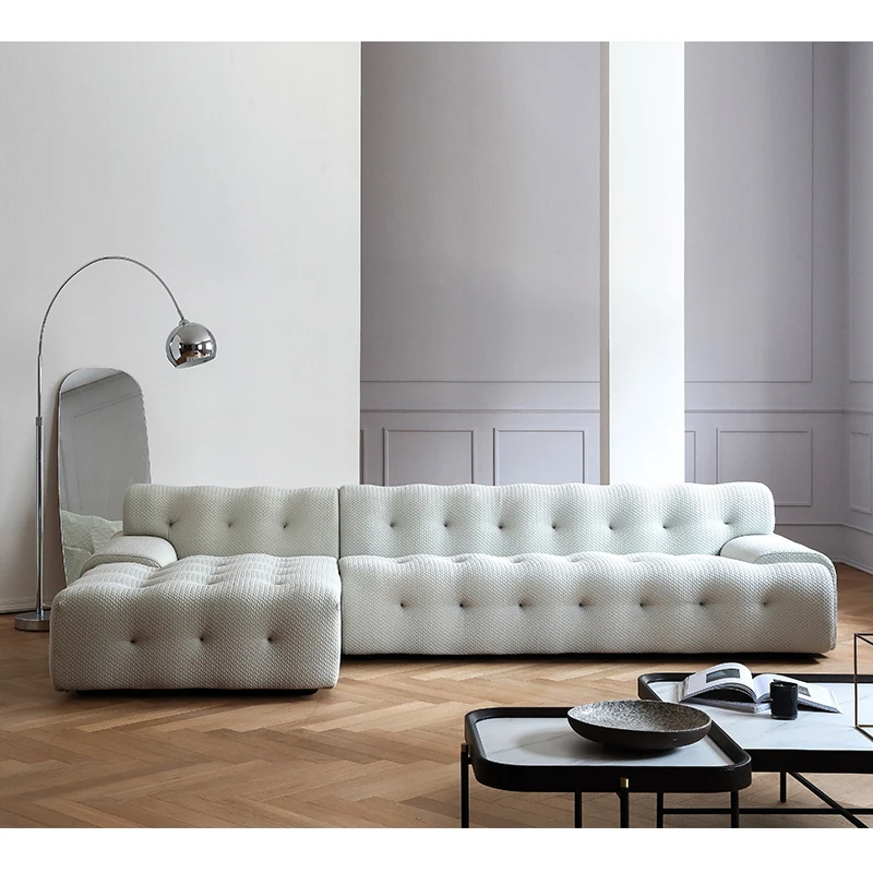 

Gonglian wave Italian minimalist 3D fabric sofa Nordic designer square pull button rochburg sofa French style