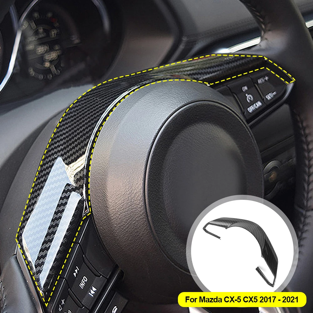 

For Mazda CX-3 CX3 CX-5 CX5 2017 2018 ABS Carbon Fiber Steering Wheel Panel Cover Trim Car Styling Accessories