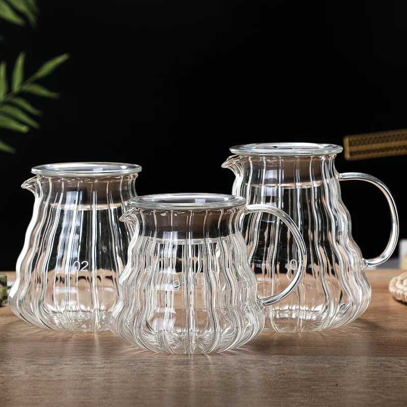 Stripe V60 Filter Coffee Pot Set Sharing Pot Set 300/500/700 Coffee Pot Set, Household Coffee Pot, Cold Water Kettle Coffee Tool