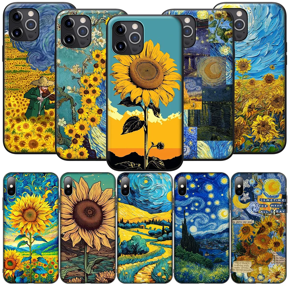 SA156 Sunflower Starry Night Van Gogh Soft Case for Xiaomi Redmi A3X A3 13C 13 Note 12 Pro Pro+