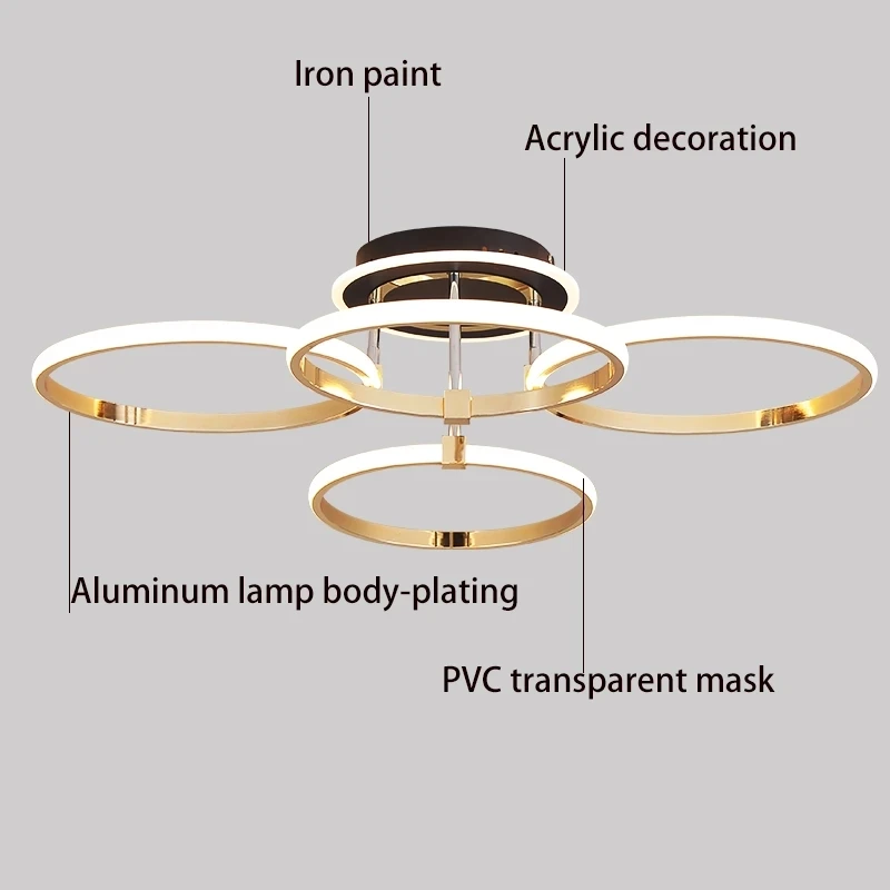 

Modern Led Ceiling Lights For Living Room Bedroom Gold/Chrome Plating Dining Room Led Ceiling Lamps Kitchen Ring Indoor Fixtures