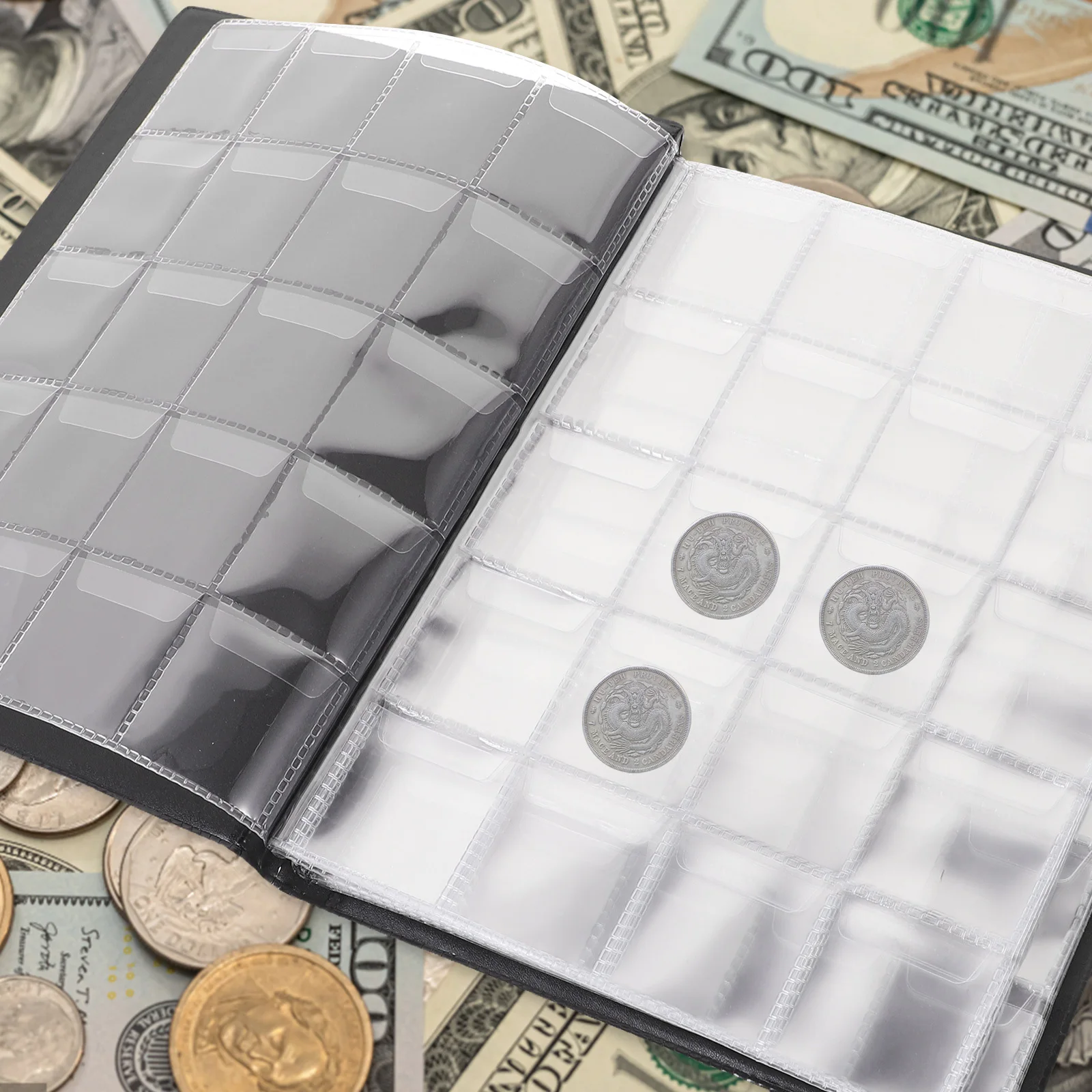 Альбом для монет, 250 карманов, прозрачные страницы