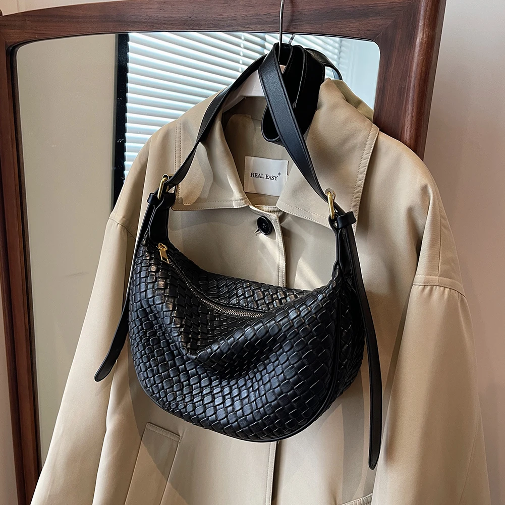 Сумка на плечо из искусственной кожи для женщин модные тканые сумки-тоут