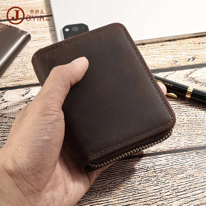 Genuine leather retro zero wallet, RFID anti magnetic card bag, large capacity card holder, organ bag, card holder, multiple car