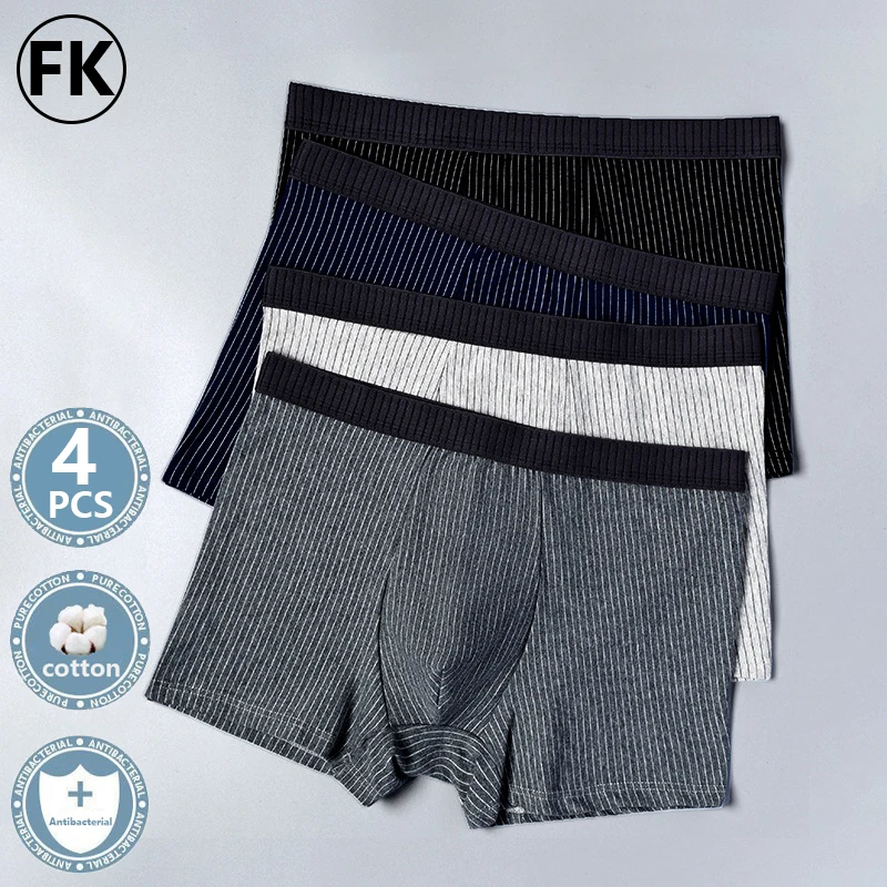 FK Boxer Men Stripe Sexy Knickers for Mens Cotton Panties Hombre Underpants Boxers Shorts Fashion Lingerie Striped Underwear