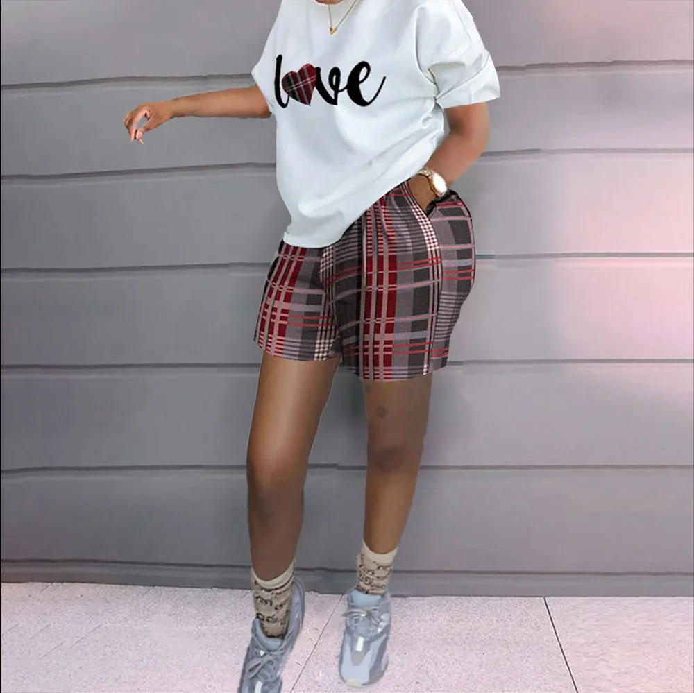 Женский спортивный костюм из двух предметов Повседневная футболка и