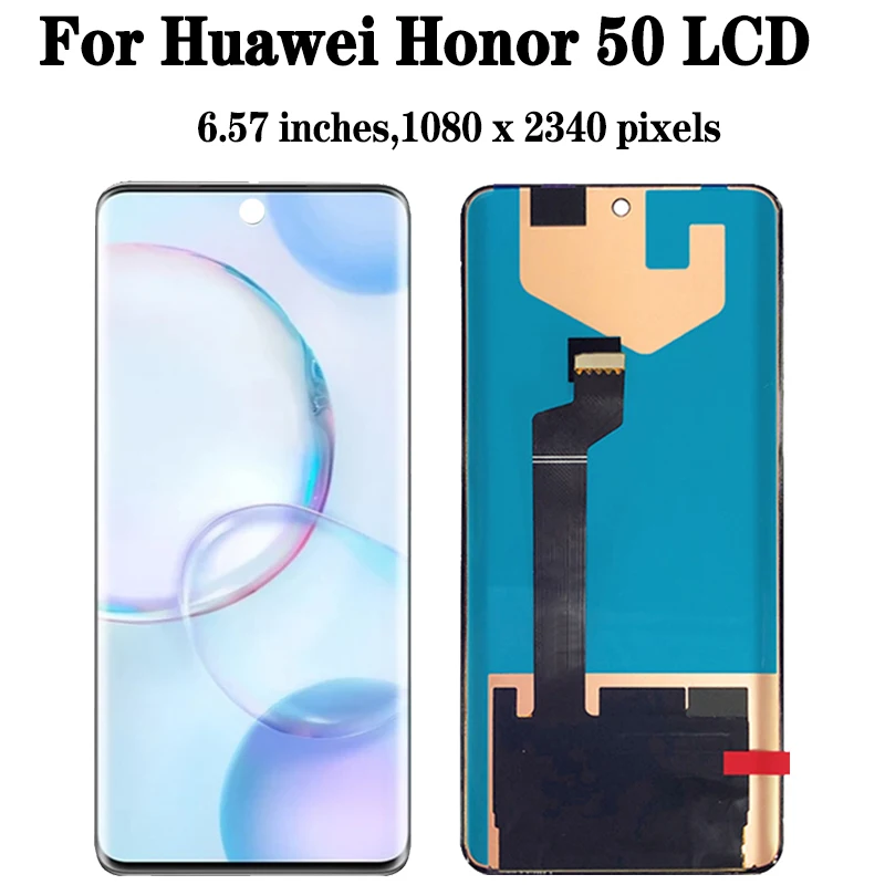 Tanie 100% Oryginalny Dla Huawei Honor 50 NTH-AN00 NTH-NX9 Wyświetlacz LCD Ekran Dotykowy Digitizer Zgromadzenie Dla Honor50 LCD Z Ramą