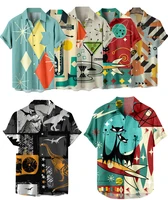 2022 mens hawaiian shirts for men 3d printed shirts casual musical instruments loose short sleeve beach blouses tops camicias