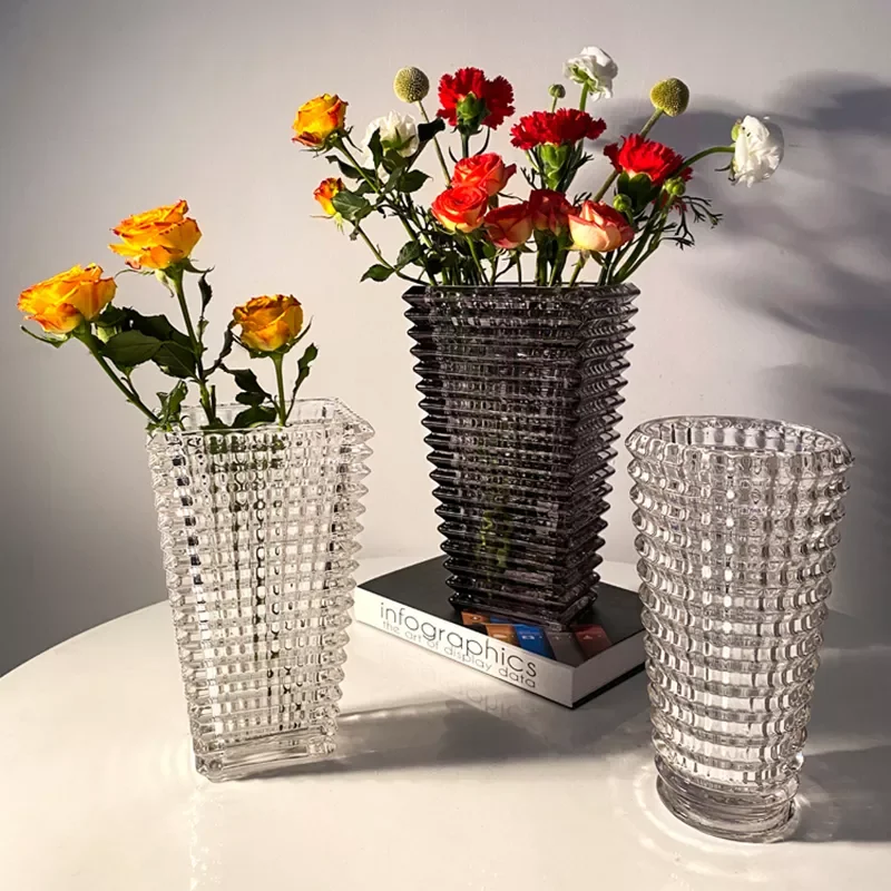 

NEW2023 Color Elegant Nordic Thickened Crystal Vase Glass Transparent Water Lily Plant Vase Living Room Table Arrangement