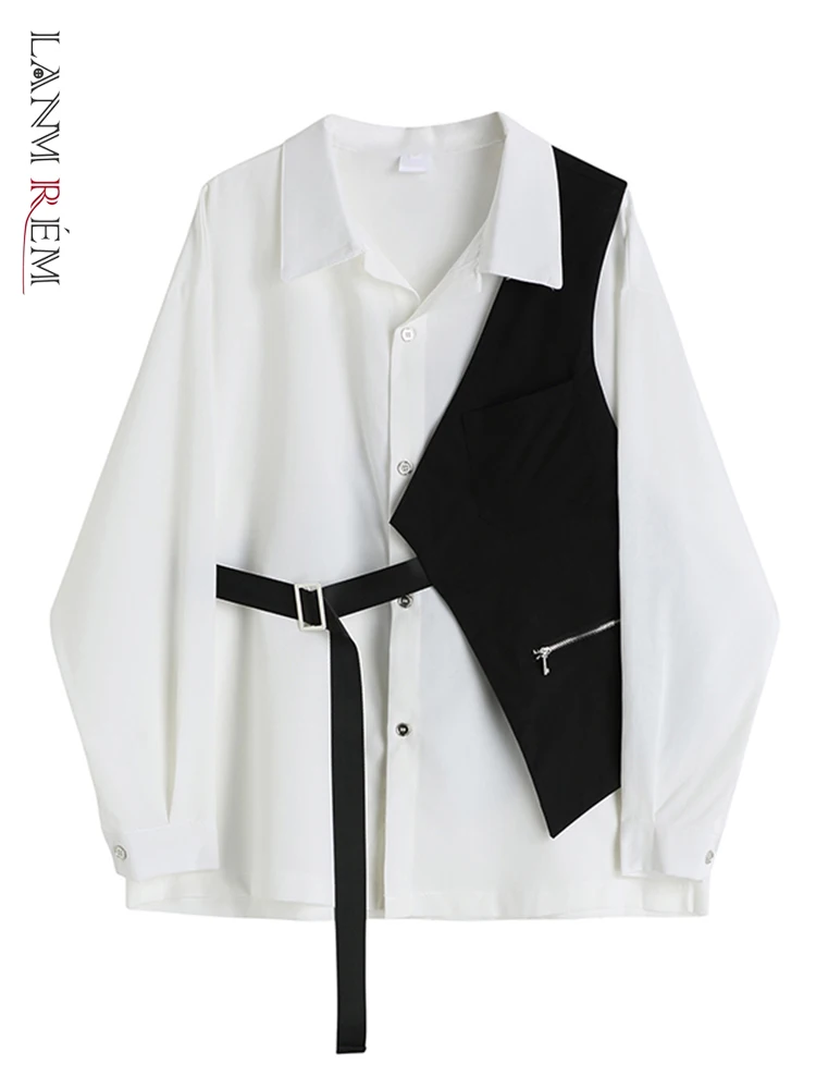 

LANMREM дизайнерский комплект из 2 предметов для женщин, уличный жилет с отворотом, однобортный, с длинными рукавами, однотонные повседневные топы, новинка 2023, 2YA3790