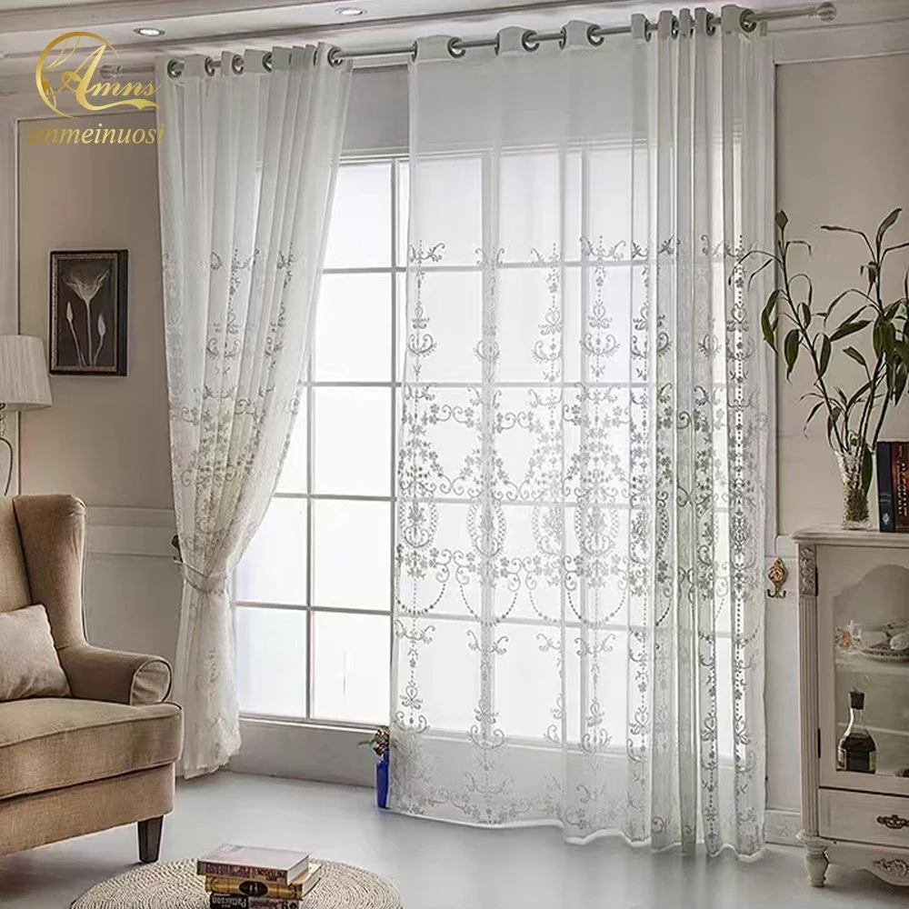 Элегантная оконная занавеска дверная вязаная с благородными цветами