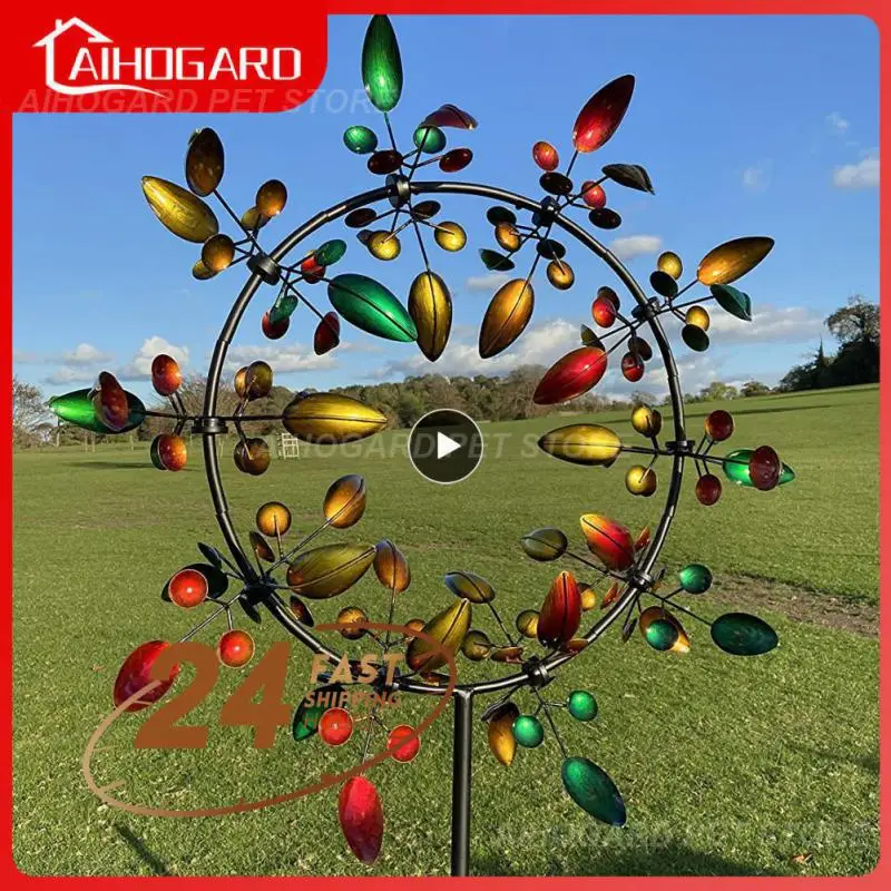 Garden Decoration Rainbow Color Wind Chimes Leaves Wind Chimes Personality Creative Windmill Ornaments Metal Crafts For Kids