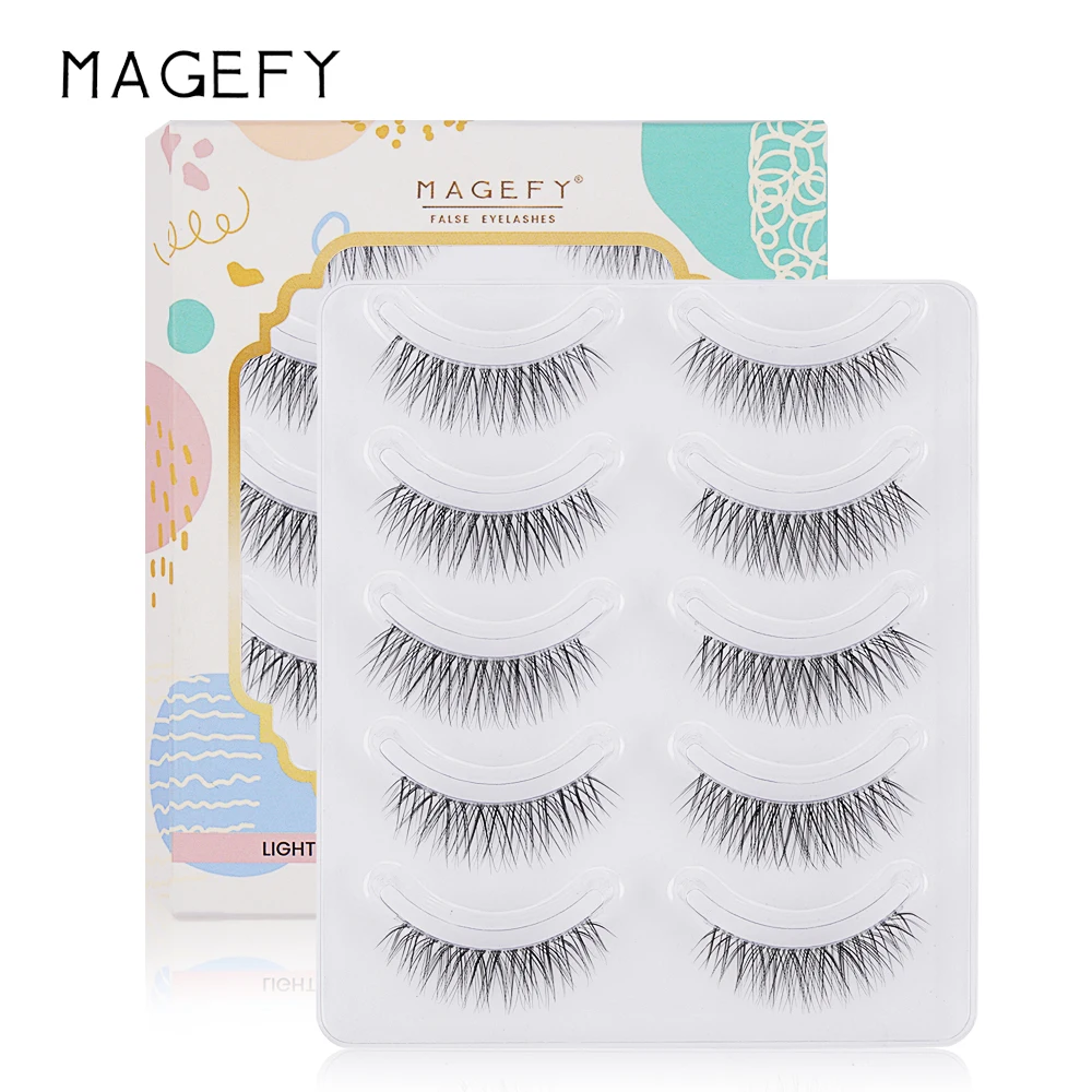 

MAGEFY 5 Pairs Lashes Mink 11mm False Eyelashes Fluffy Mink Eyelashes Extension Supplies Natural Curling Lashes Bulk Wholesale