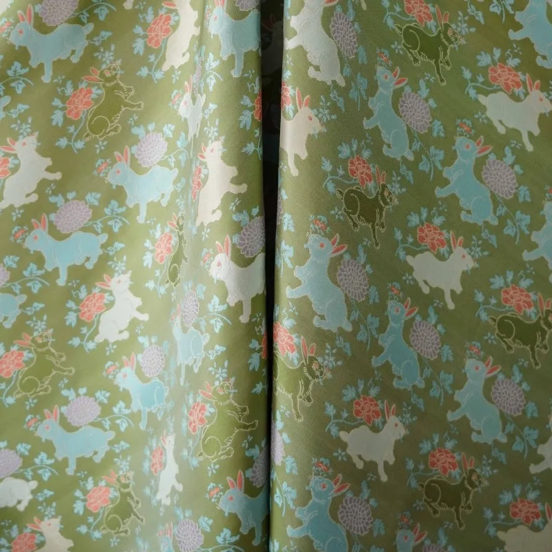 Жаккардовая ткань с кроликом, китайская новогодняя блузка, Hanfu Cheongsam, костюм Тан, жилет, детское пальто, пастельный цветочный принт, материал «сделай сам» (art.: 3920cf1364faa) - 3920cf1364faa
