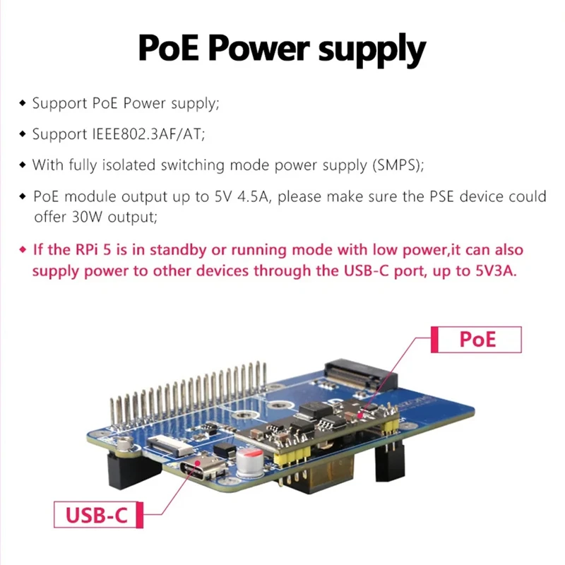 MPS2280 Poe для Raspberry Pi5 PCIE- NVME SSD HAT Поддержка 2230/2242/2280 выхода 5V4.5A Прочный Простой в