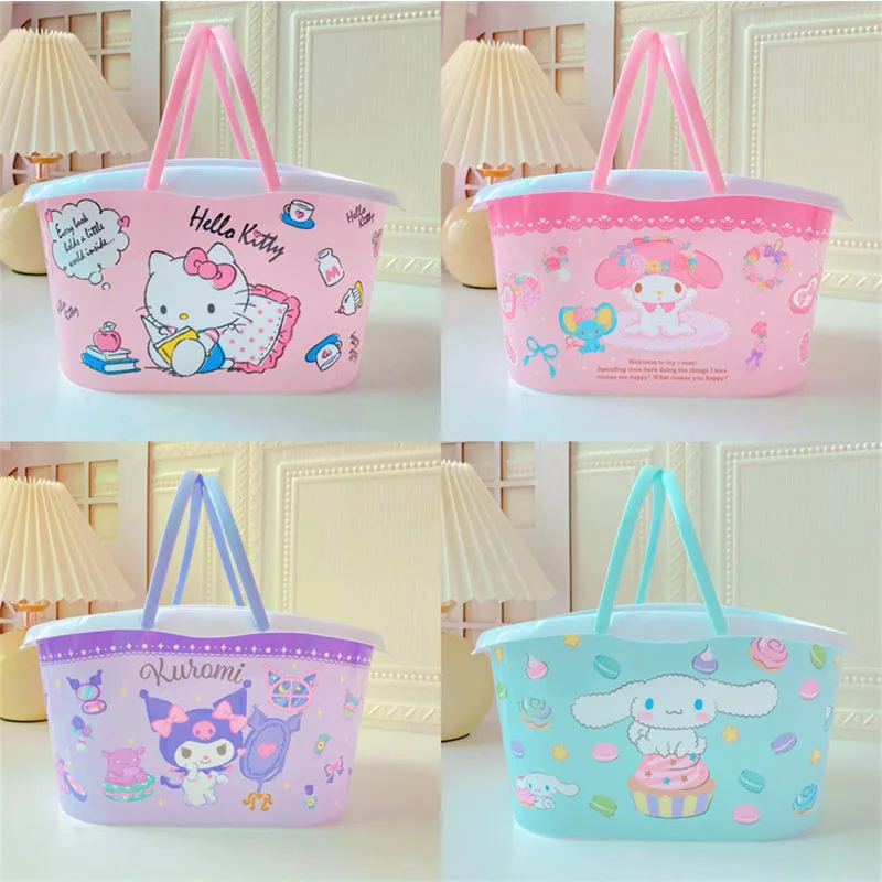 

Kawaii Sanrioed аниме Kuromi My Melody Purin Dog Kitty Cinnamoroll мультяшная Милая косметика для хранения игрушек корзина для покупок подарок для девочек