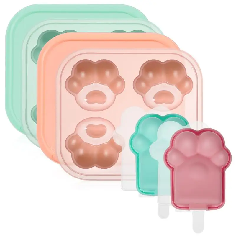 

4 Pcs Ice Molds Ice Cube Trays with Lids and Claw Shape Ice Lolly Moulds