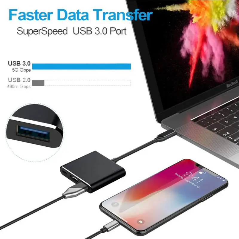 

New USB 3.1 Type C To HDMI-Compatible USB 3.0 HUB USB-C Multi-port Adapter Dongle Dock Cable For Macbook Pro