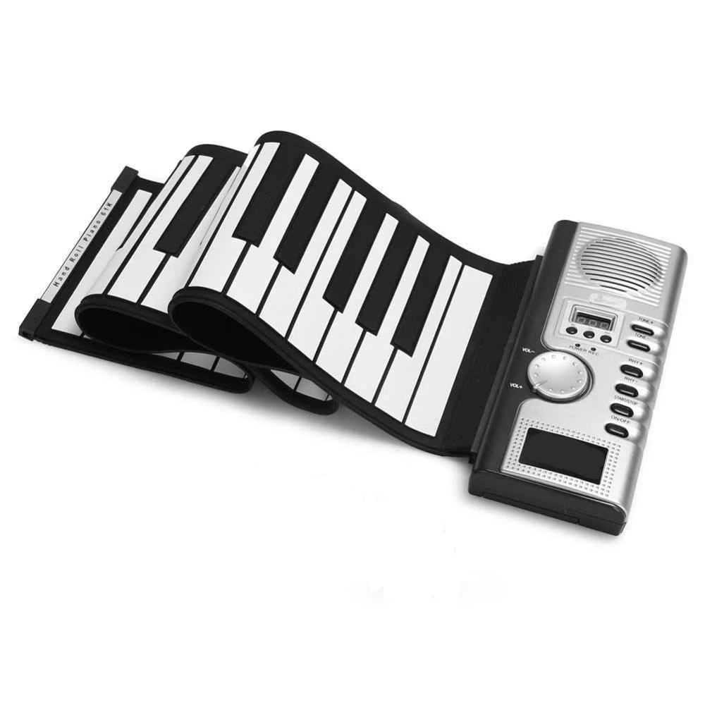 Portable Roll Up Piano 61 Keys Flexible Convenient Foldable MIDI Digital Keyboard Record Children Show Travel Electronic Learnin