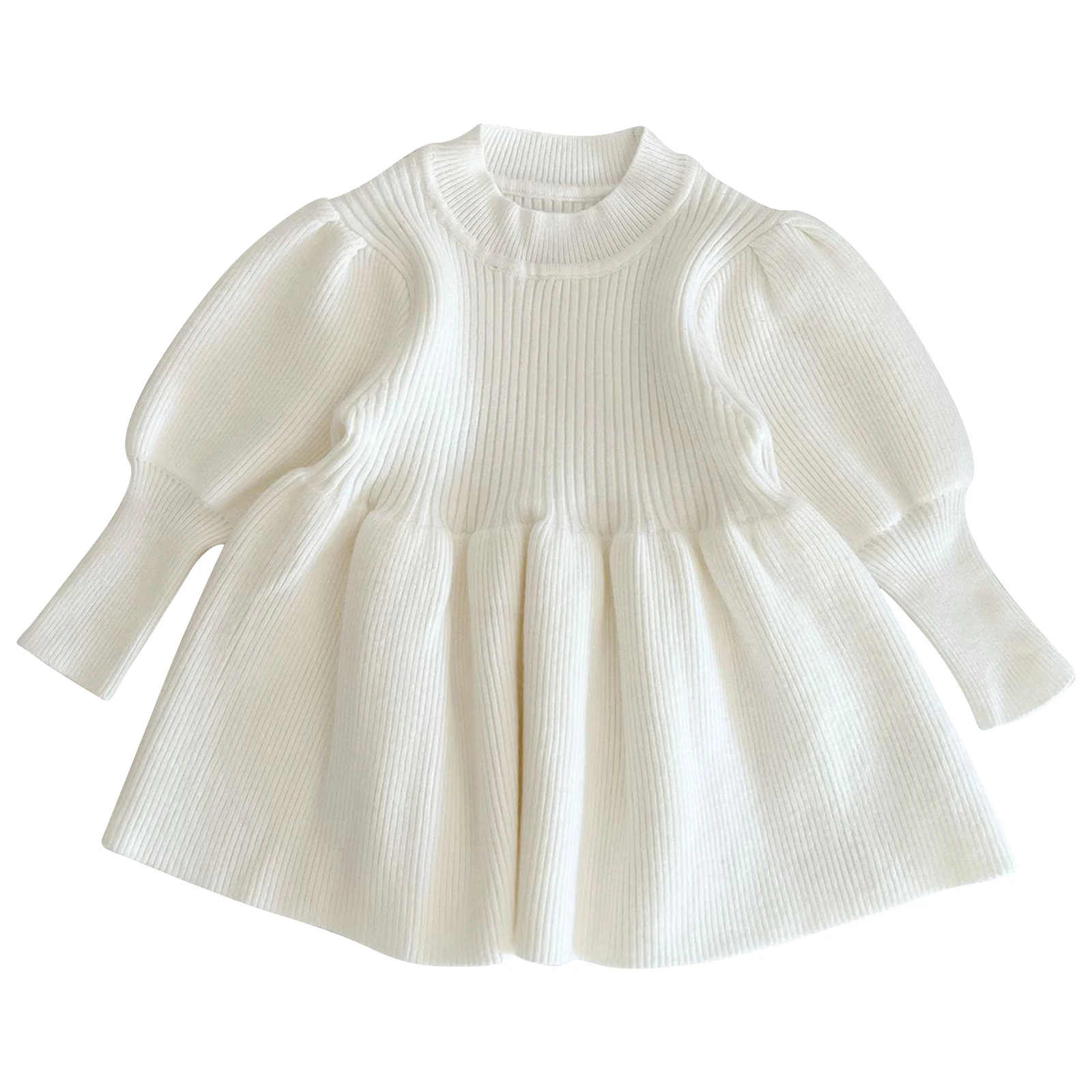 

Baby Girls Casual Clothes Set Long Sleeve Round Collar Sweater Knitted Style Solid Color Sweet Dress Autumn costumes