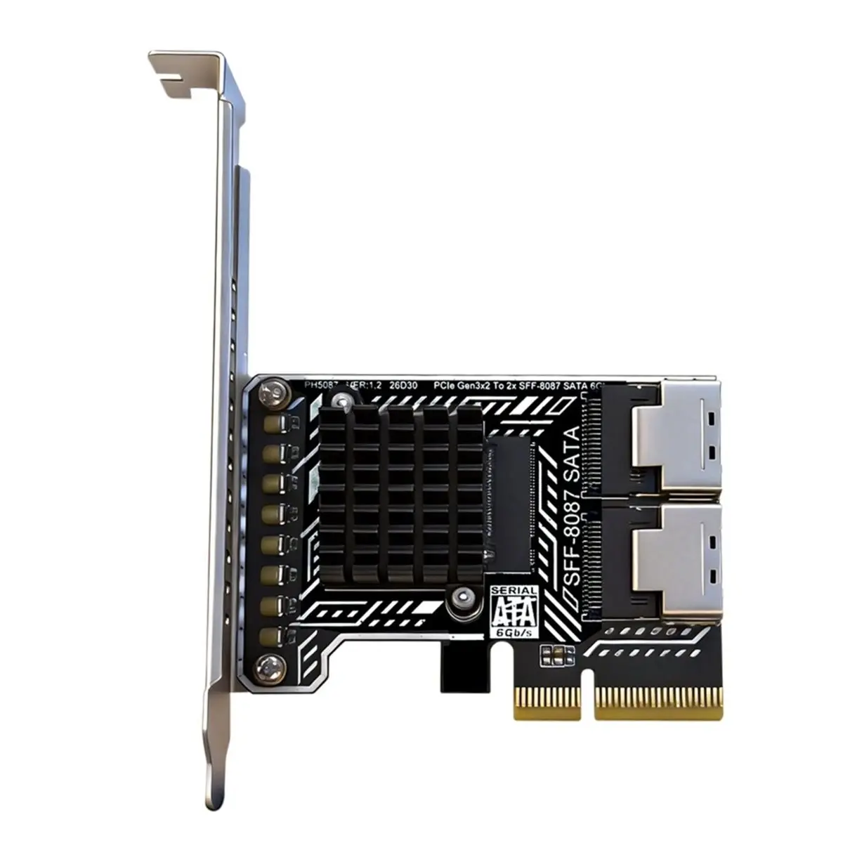 Фото (A12R) Карта расширения PCIe на 2 порта SFF-8087 Mini SAS 4i на SATA 3.0 6 Гбит/с, поддержка 8 HDD, PH5087, полноразмерная №4