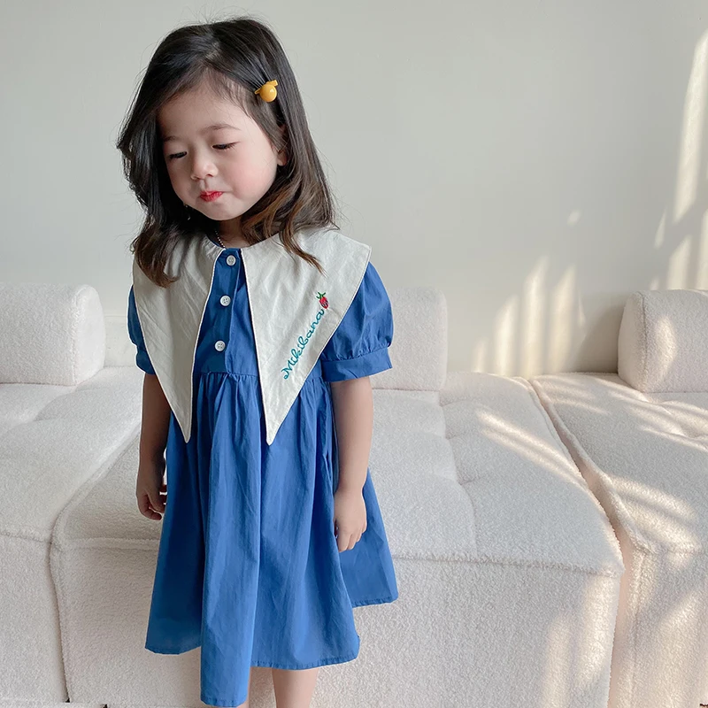 

Летнее платье для девочек, детское платье, детская одежда, модное хлопковое платье с вышивкой и надписью