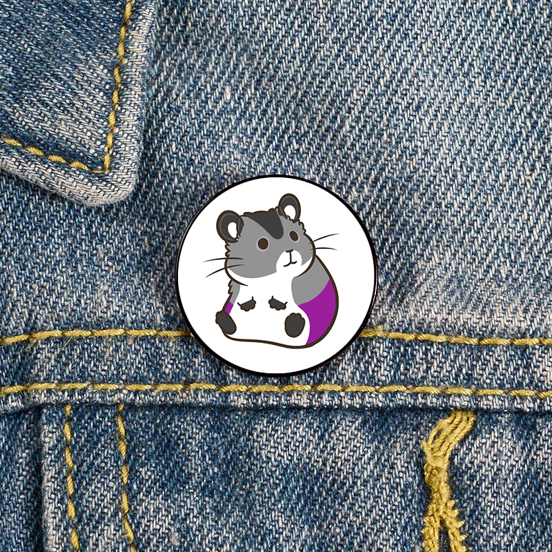 

Pride Hamster asexual Pin Custom Brooches Shirt Lapel teacher tote Bag backpacks Badge Cartoon gift brooches pins for women