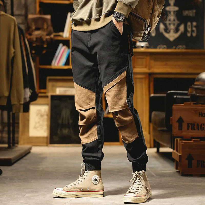 

Cargo Pants Men Men's Tactical Baggy Pants Y2K Vintage Trousers for Men Patchwork Streetwear Pantalones Hombre