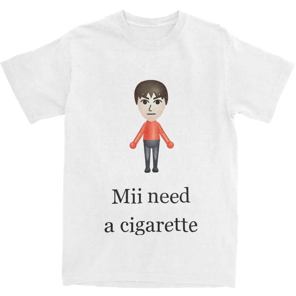 Фото Футболка Mii Need A Cigarette для мужчин и женщин, классная футболка Mii Brawler Merch, футболки, хлопковая одежда для подарка №1