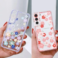 capa for samsung s22 ultra s21 plus ins flowers transparent case for galaxy a73 a53 a33 a13 a52 a72 a32 5g lens protective cover