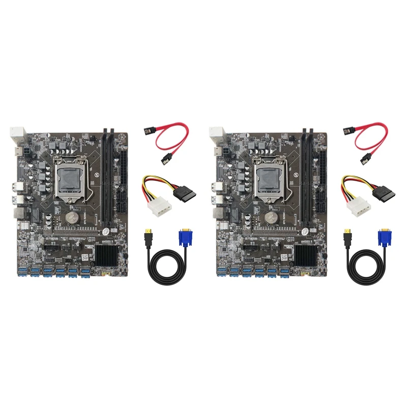 

Материнская плата 3X B250C для майнинга с 4-контактным кабелем IDE-SATA + кабель HD-VGA + кабель SATA 12 PCIE на USB3.0 слот GPU LGA1151