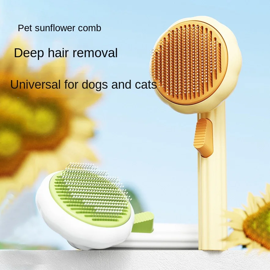 Sunflower Cat Dog Brush Self Cleaning Slicker Brush Comb for Dogs Cats Grooming Comb Pet Cleaning Grooming Tool Dog Accessories