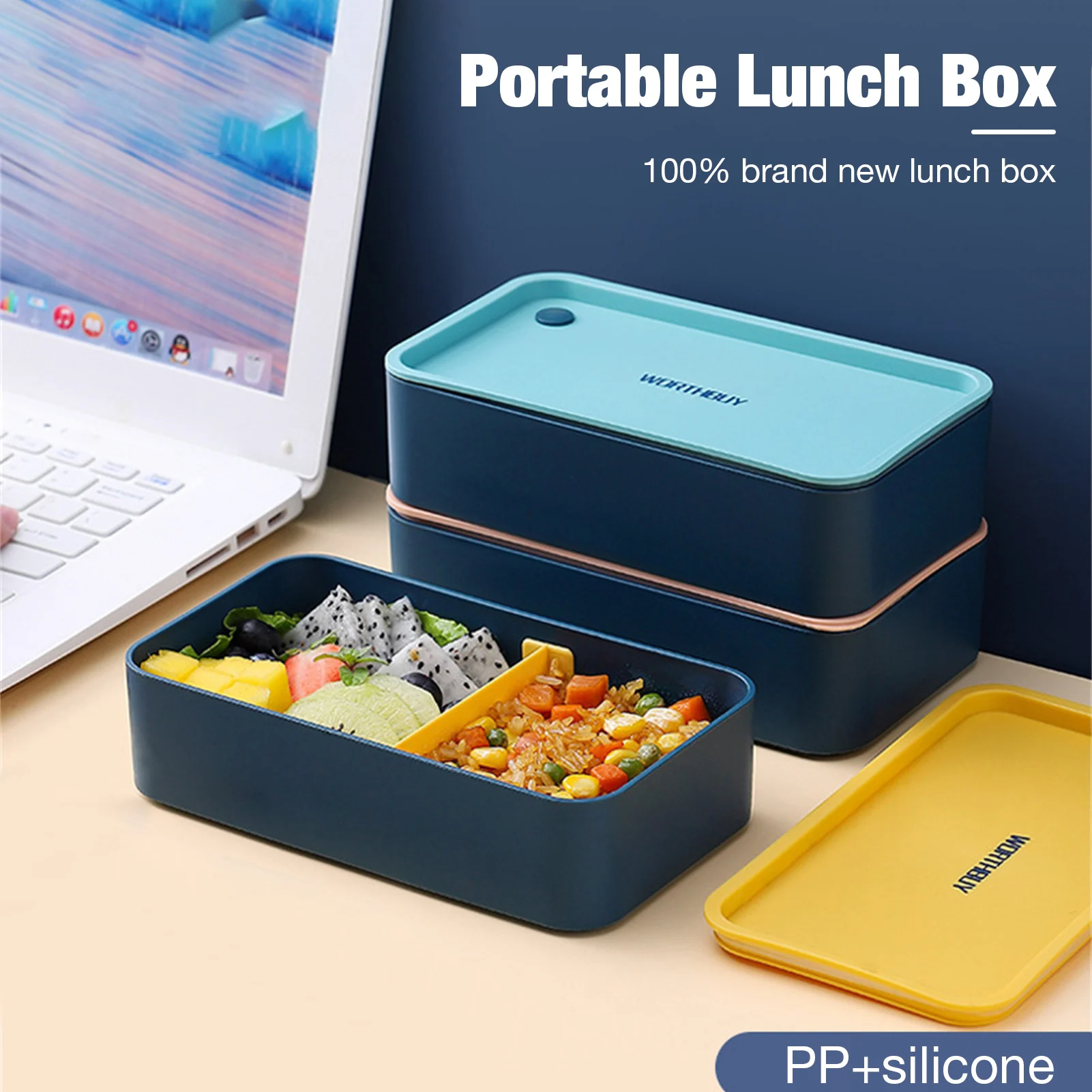 Japanese Lunch Box Food Grade BPA Free Bento Box Microwave Safe Japanese Leak-Proof Lunch Containers For Home School Office Camp