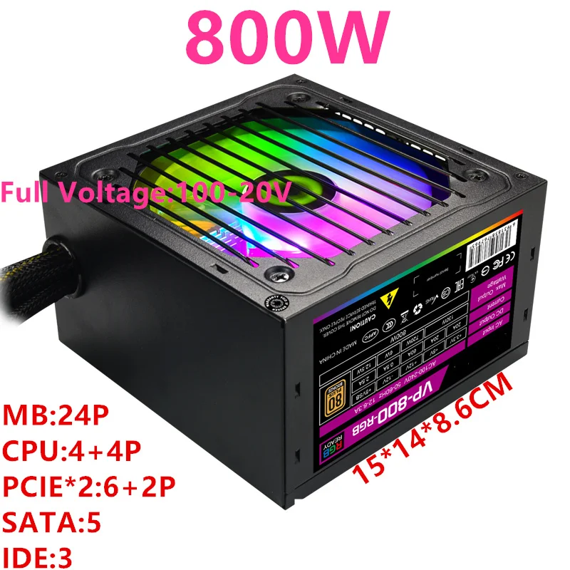 

New PSU For GameMax Brand Non-modular Game Mute Power Supply Rated 800W/700W Peak 850W/750W Power Supply VP-800-RGB VP-700-RGB