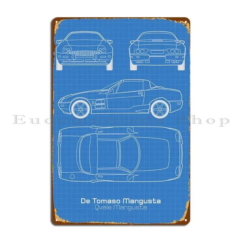 De Tomaso Mangusta Металлический знак Кино-клуб Дизайн кинотеатра Винтажный жестяной