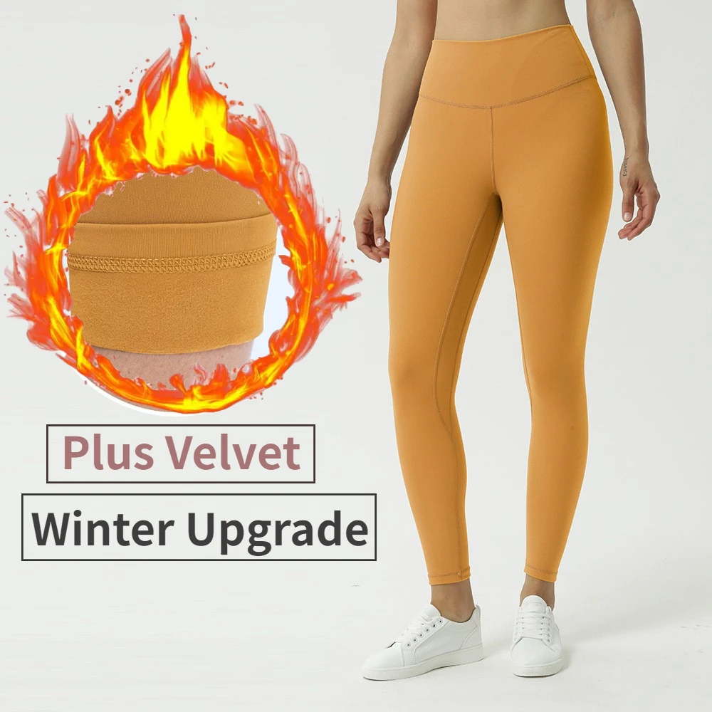 

Naked Felling Leggings With Pockets Winter Warm Plus Velvet Thick Leggings Women High Waist Yoga Pants Scrunch Workout Tight